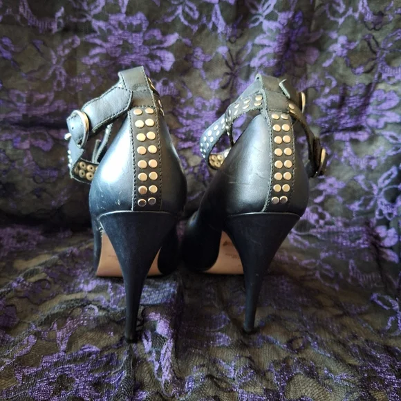 Pleaser Strappy Leather Pumps High Heel Shoes Office - Picture 6 of 8